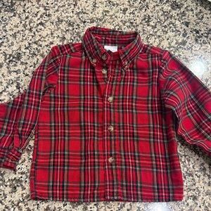 Perfectly Dresser Plaid Red Kids Buttondown Shirt 24M